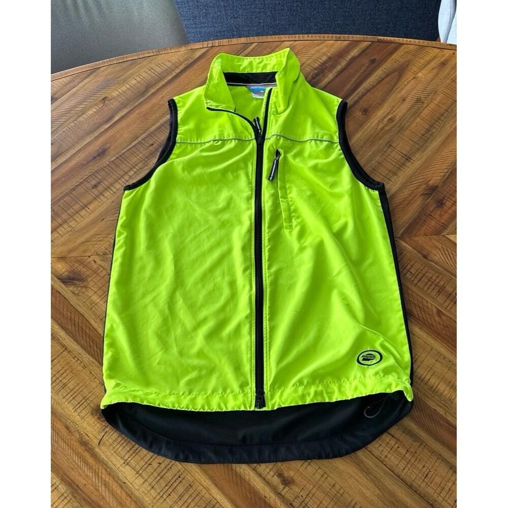 High Visibility Neon Yellow Performance Cycling Vest Men’s Large Reflective Safe